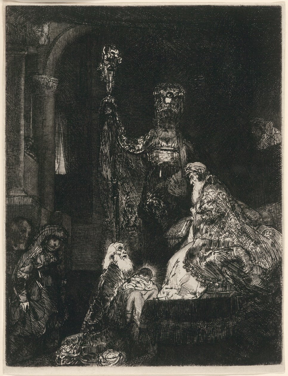 De Presentatie in de Tempel in de Donkere Manier door Rembrandt van Rijn