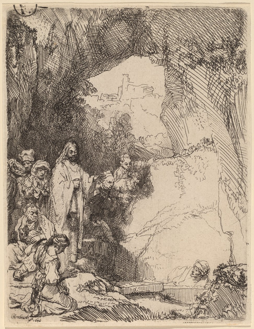De Opwekking van Lazarus: Kleine Plaat door Rembrandt van Rijn