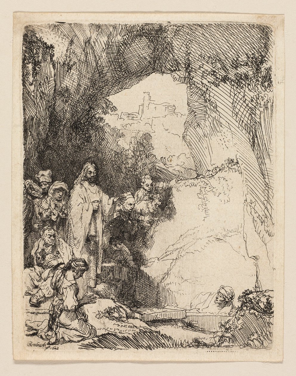 De opwekking van Lazarus: kleine plaat door Rembrandt van Rijn
