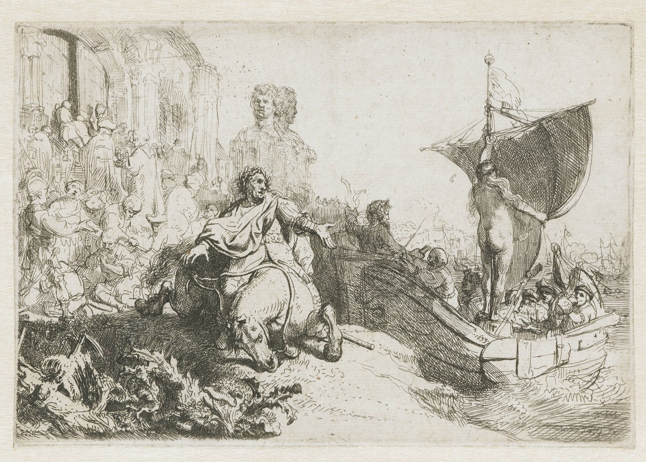 Het Schip van Fortuin door Rembrandt van Rijn