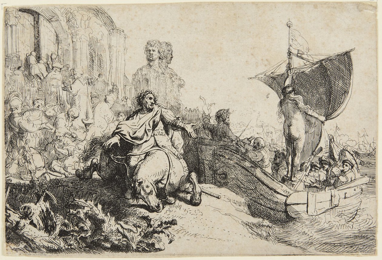 Het schip van het geluk door Rembrandt van Rijn