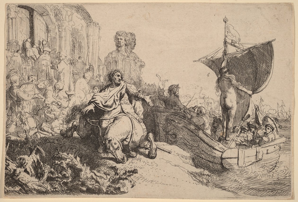Het schip van het geluk door Rembrandt van Rijn