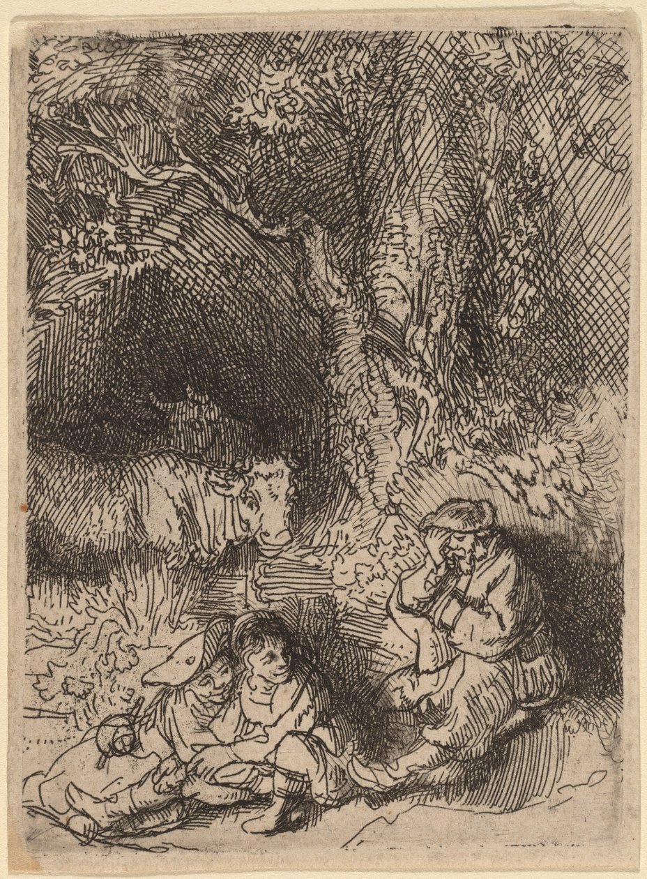 De slapende herder door Rembrandt van Rijn