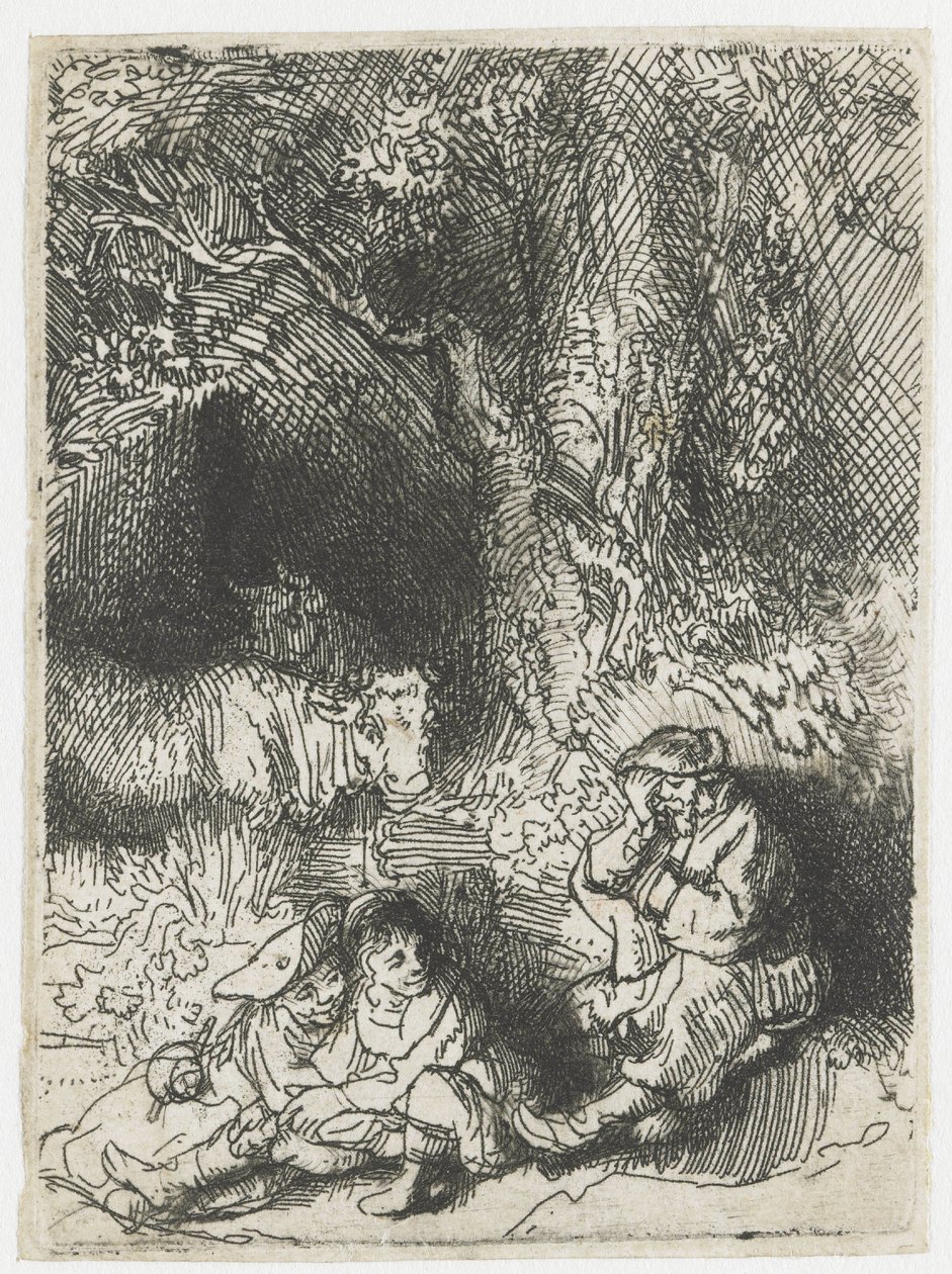 De slapende herder door Rembrandt van Rijn