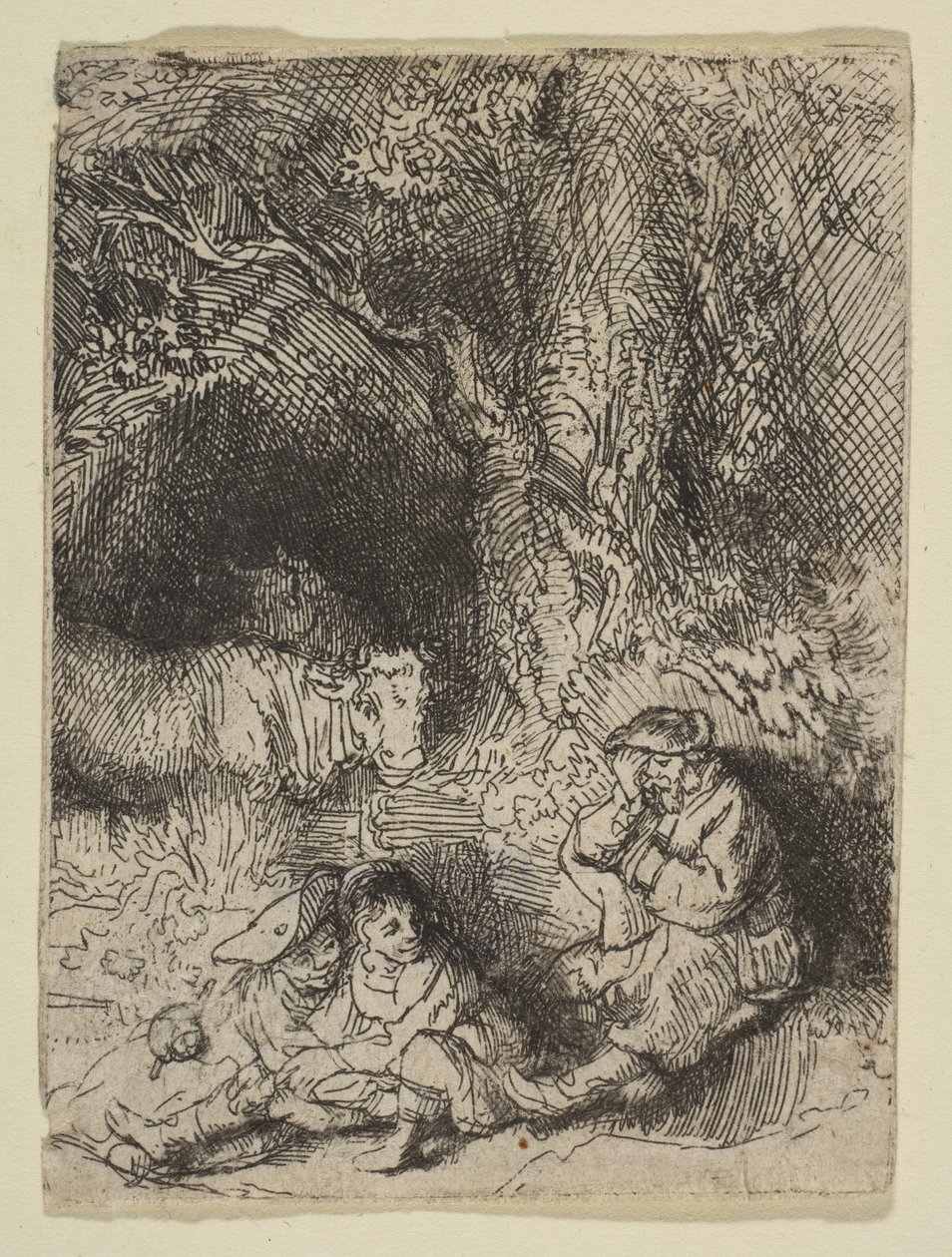 De slapende herder, ca. 1644 door Rembrandt van Rijn