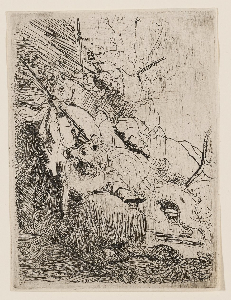 De jacht op de kleine leeuw (met één leeuw) door Rembrandt van Rijn