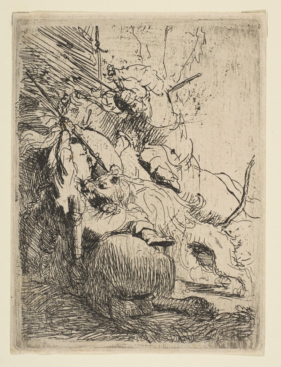De Kleine Leeuwenjacht met Eén Leeuw, ca. 1629 door Rembrandt van Rijn