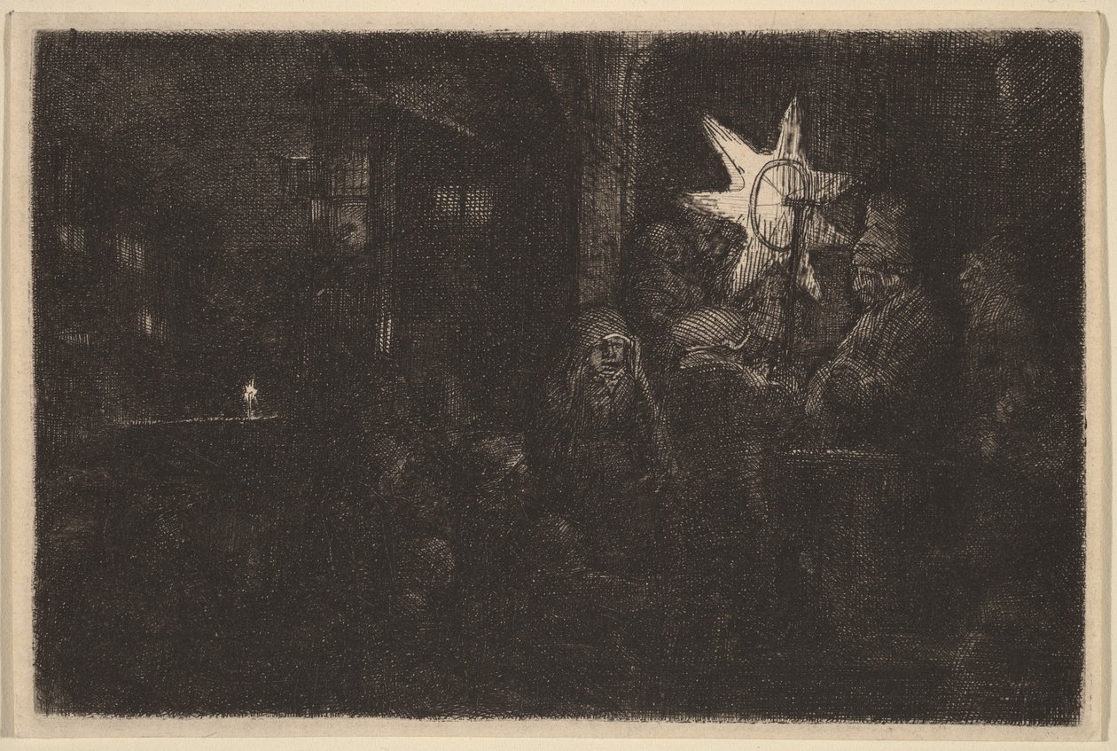De Ster der Koningen: Een nachtelijk stuk door Rembrandt van Rijn