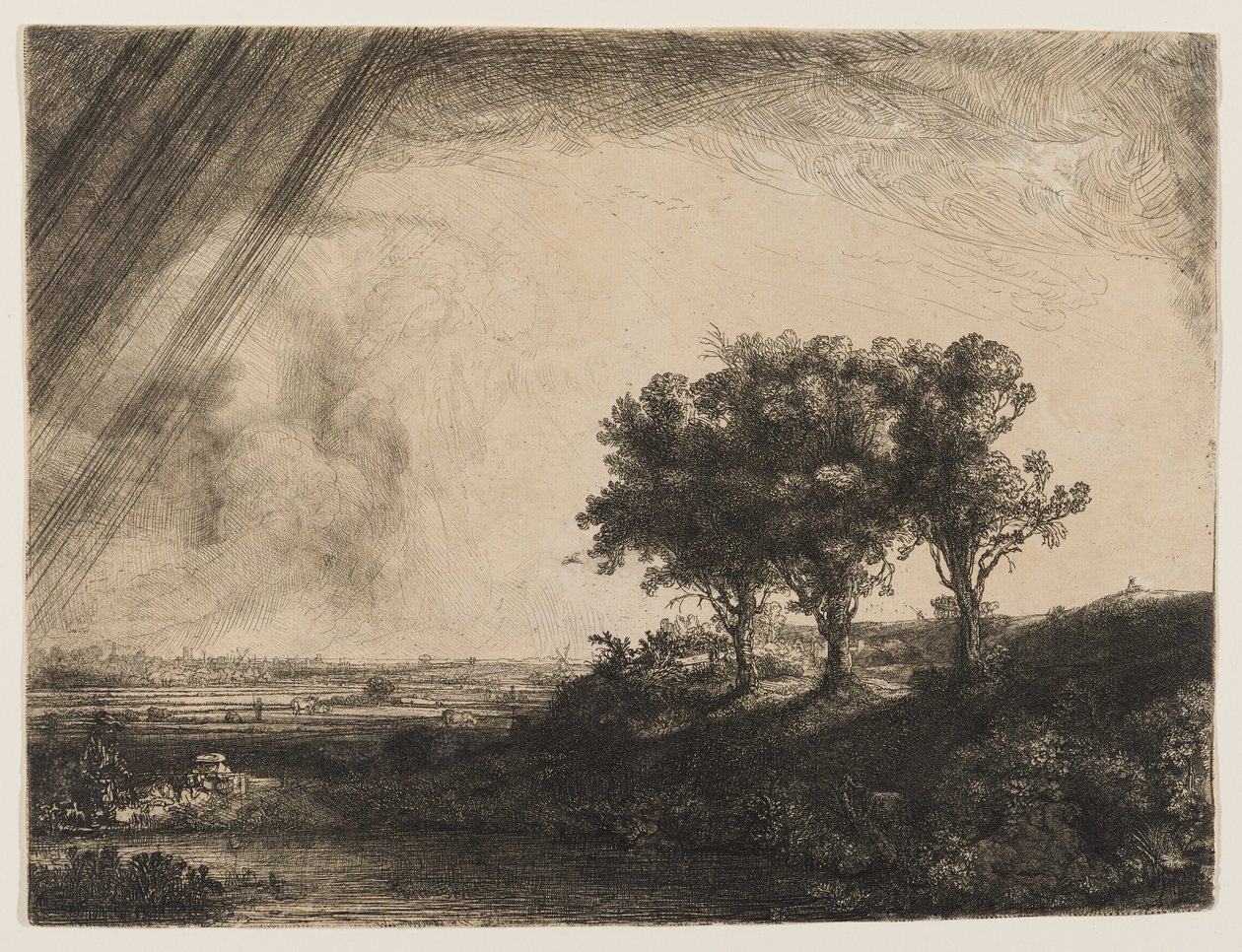 De drie bomen door Rembrandt van Rijn