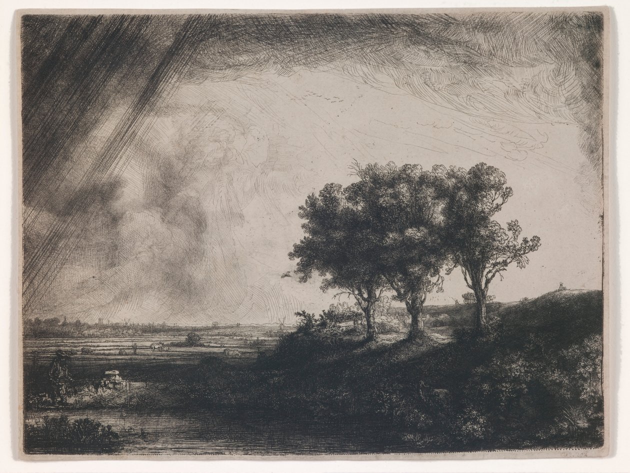 De drie bomen door Rembrandt van Rijn