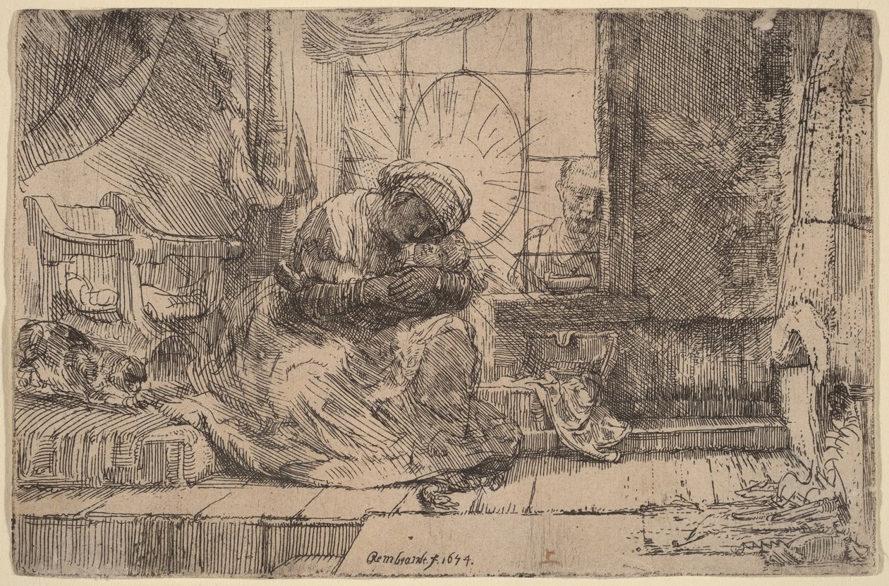 De Maagd met het Kind, de kat en de slang door Rembrandt van Rijn