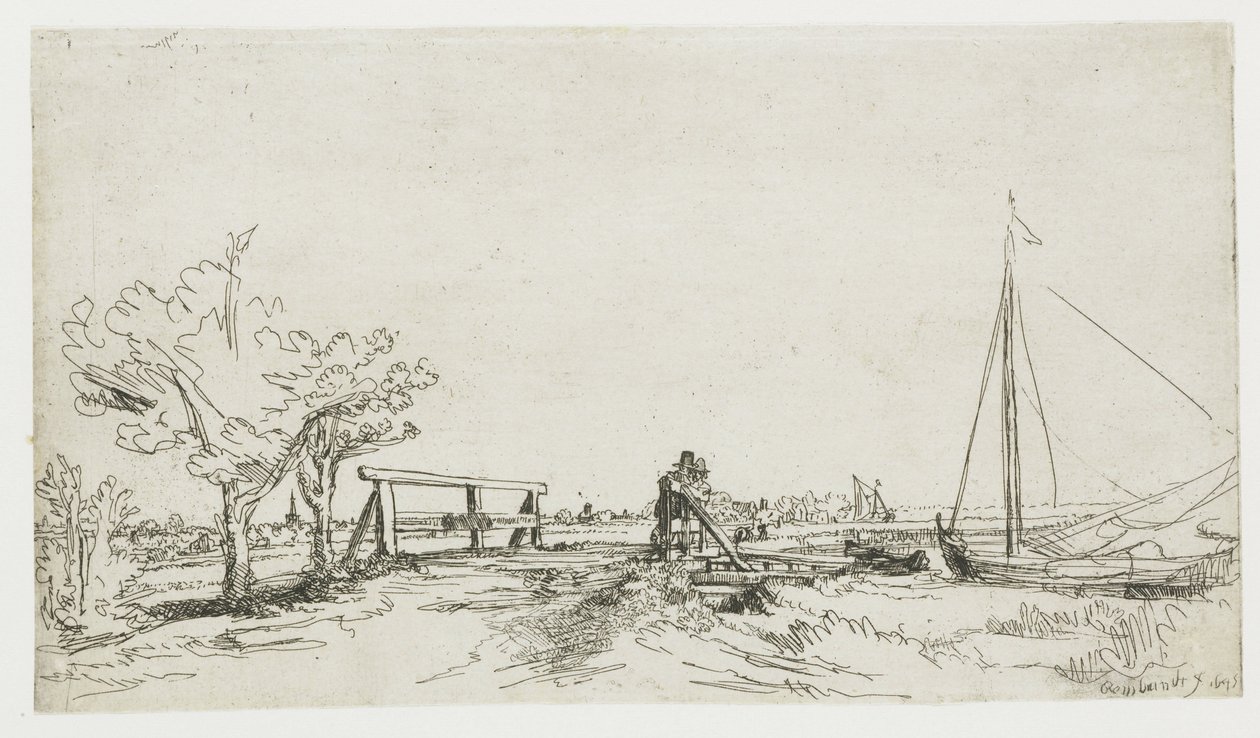 De brug bij Klein Kostverloren aan de Amstel door Rembrandt van Rijn