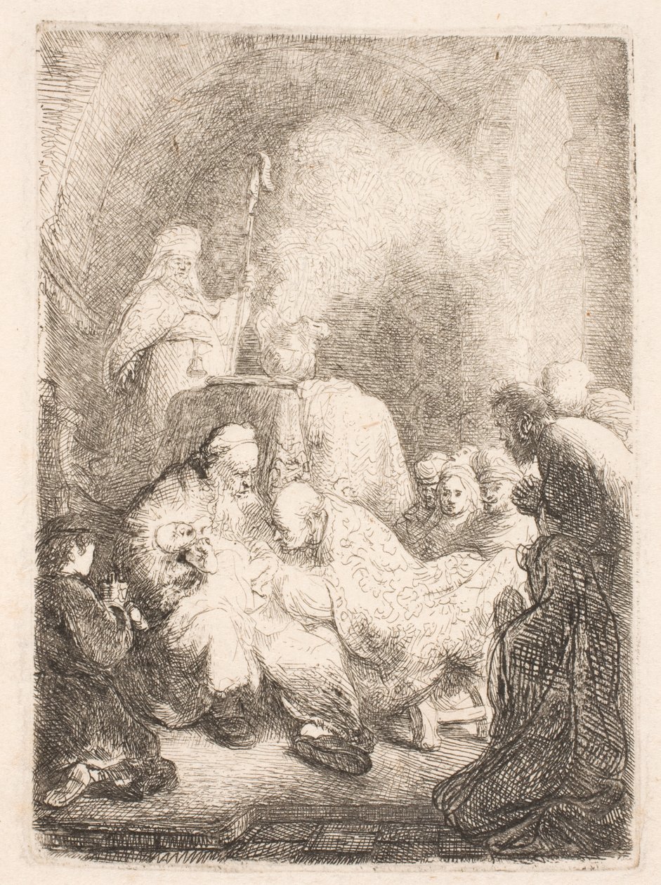 De besnijdenis: klein bordje door Rembrandt van Rijn