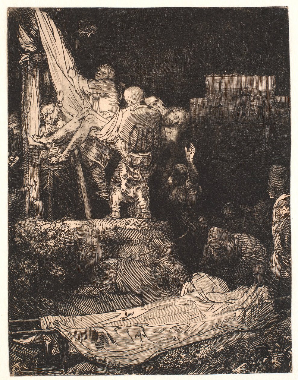 De Kruisafneming: bij Fakkellicht door Rembrandt van Rijn
