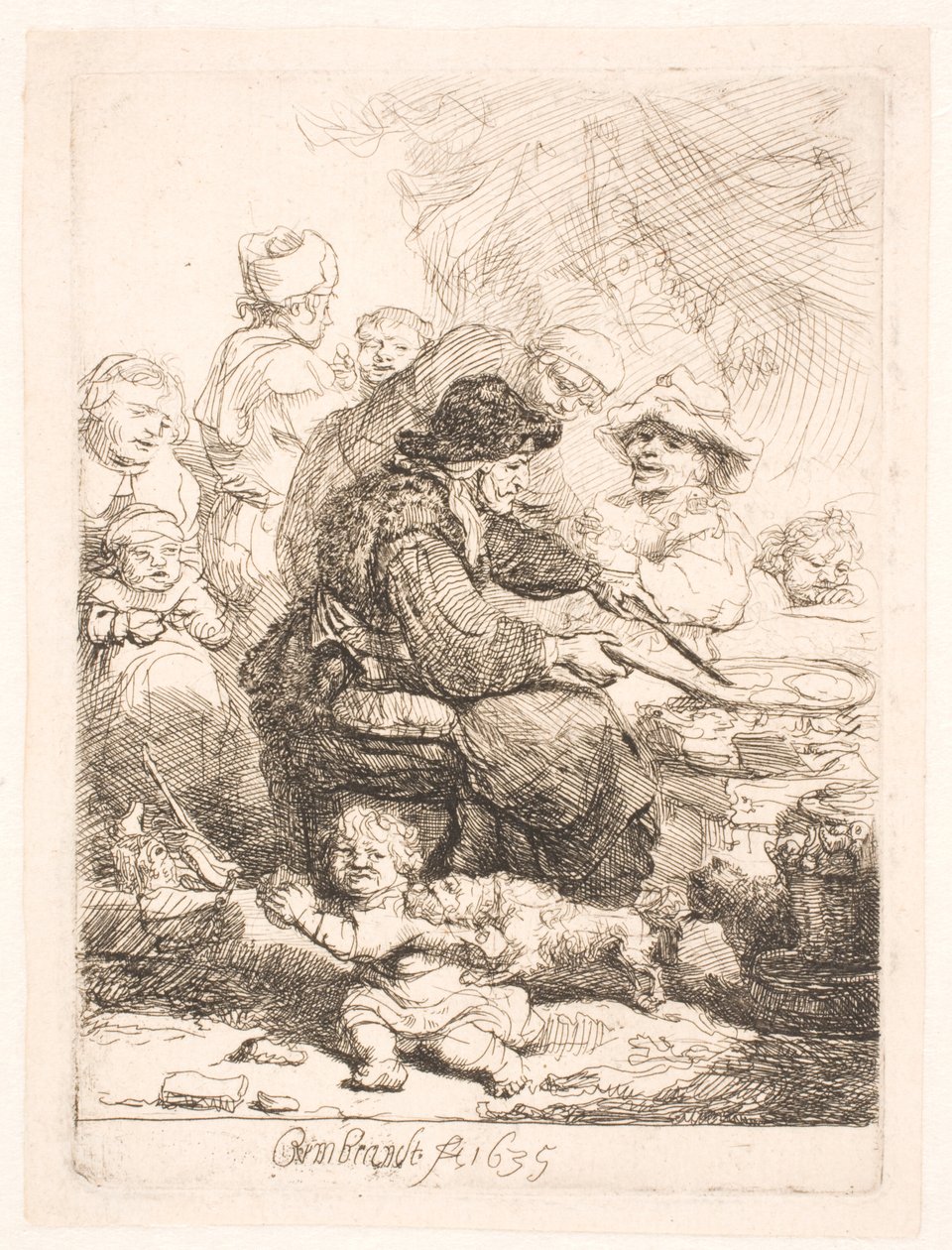 De pannenkoekvrouw door Rembrandt van Rijn
