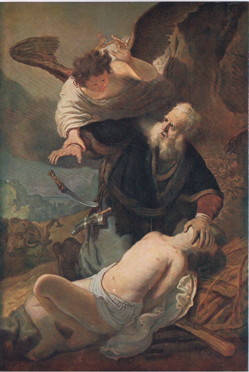 Het offer van Isaac, Bibbys Jaarboek, 1916-1917 door Rembrandt van Rijn