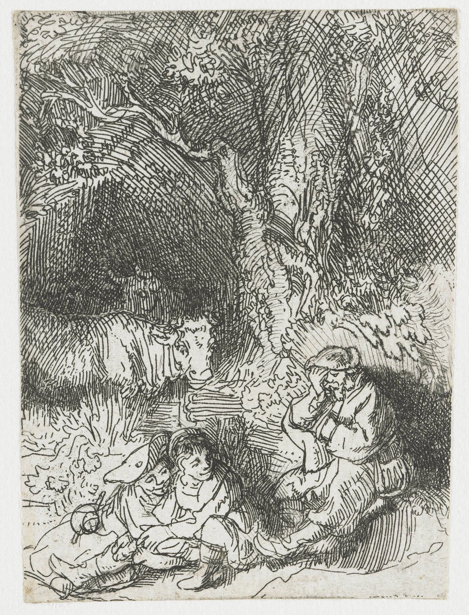 De slapende herder door Rembrandt van Rijn