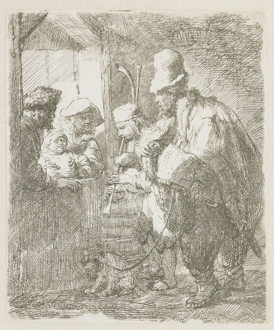 De rondtrekkende muzikanten door Rembrandt van Rijn