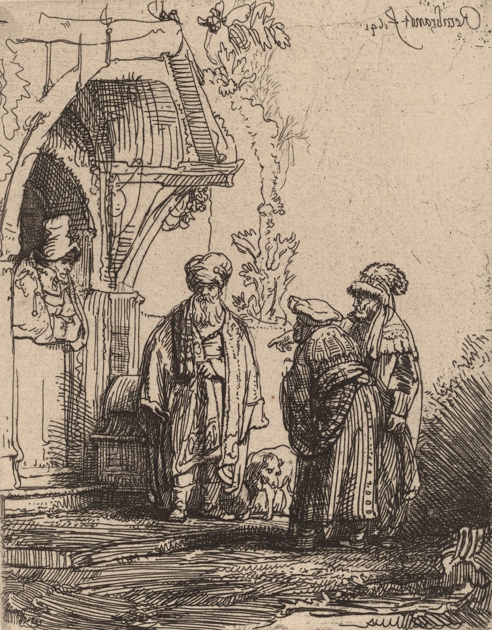 Drie Oosterse Figuren Jacob en Laban, 1641 door Rembrandt van Rijn