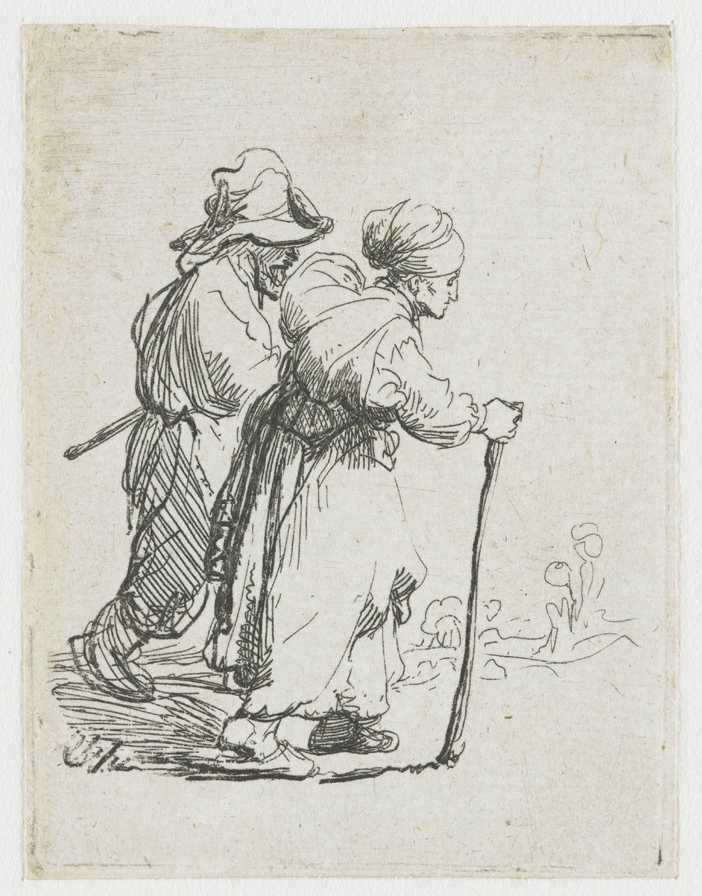 Twee zwervers, een man en een vrouw door Rembrandt van Rijn