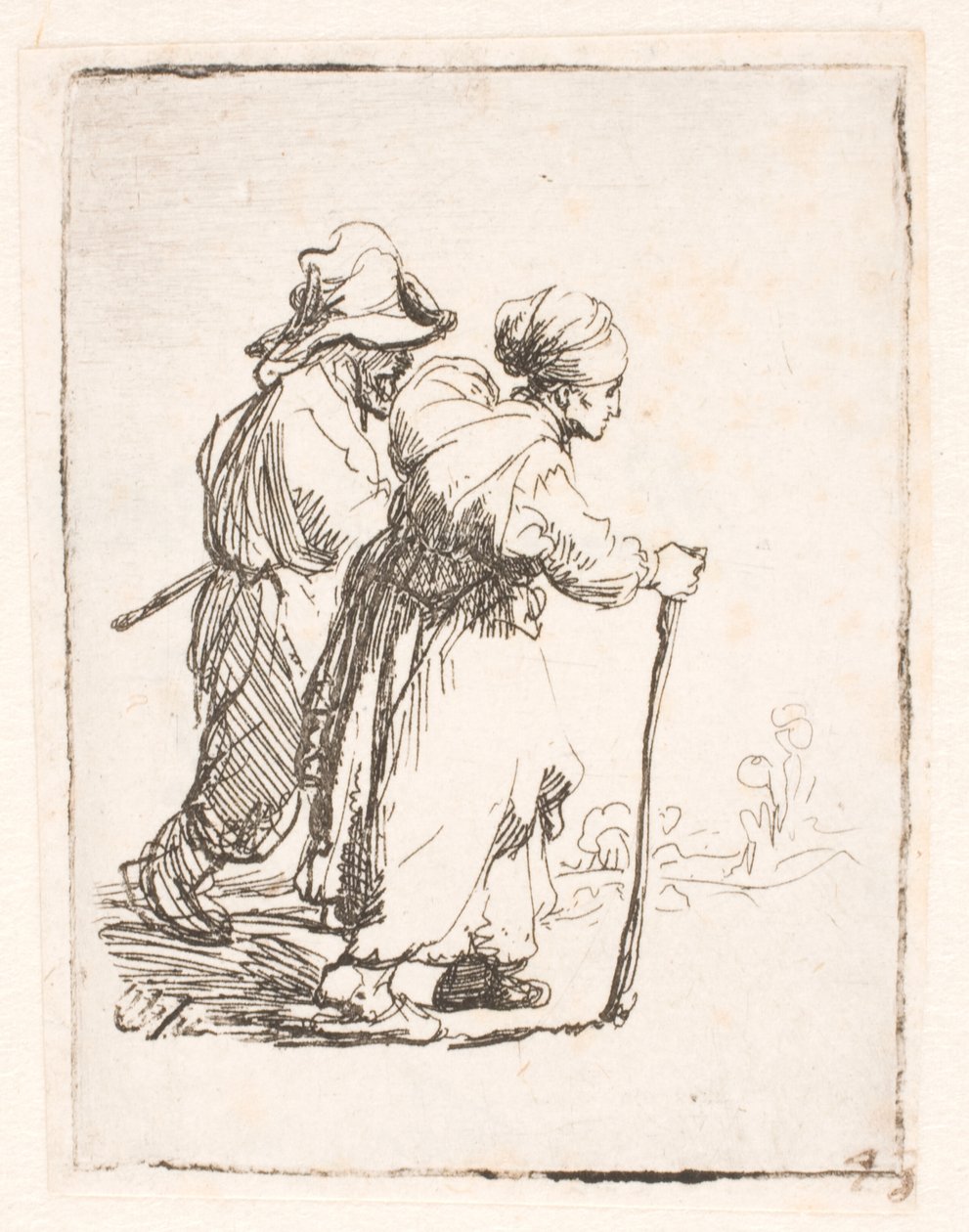 Twee zwervers, een man en een vrouw door Rembrandt van Rijn