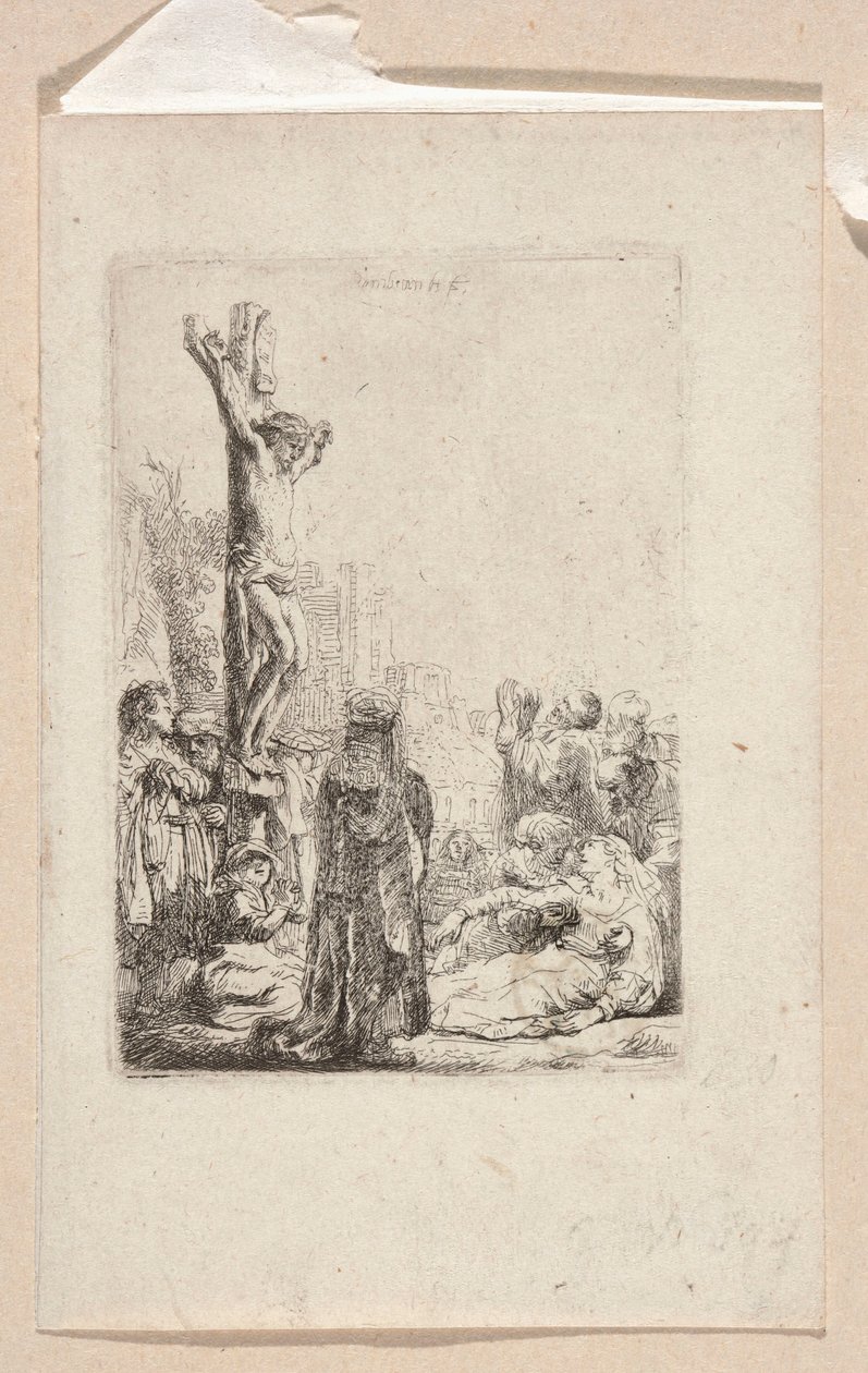 De kruisiging (kleine plaat) door Rembrandt van Rijn