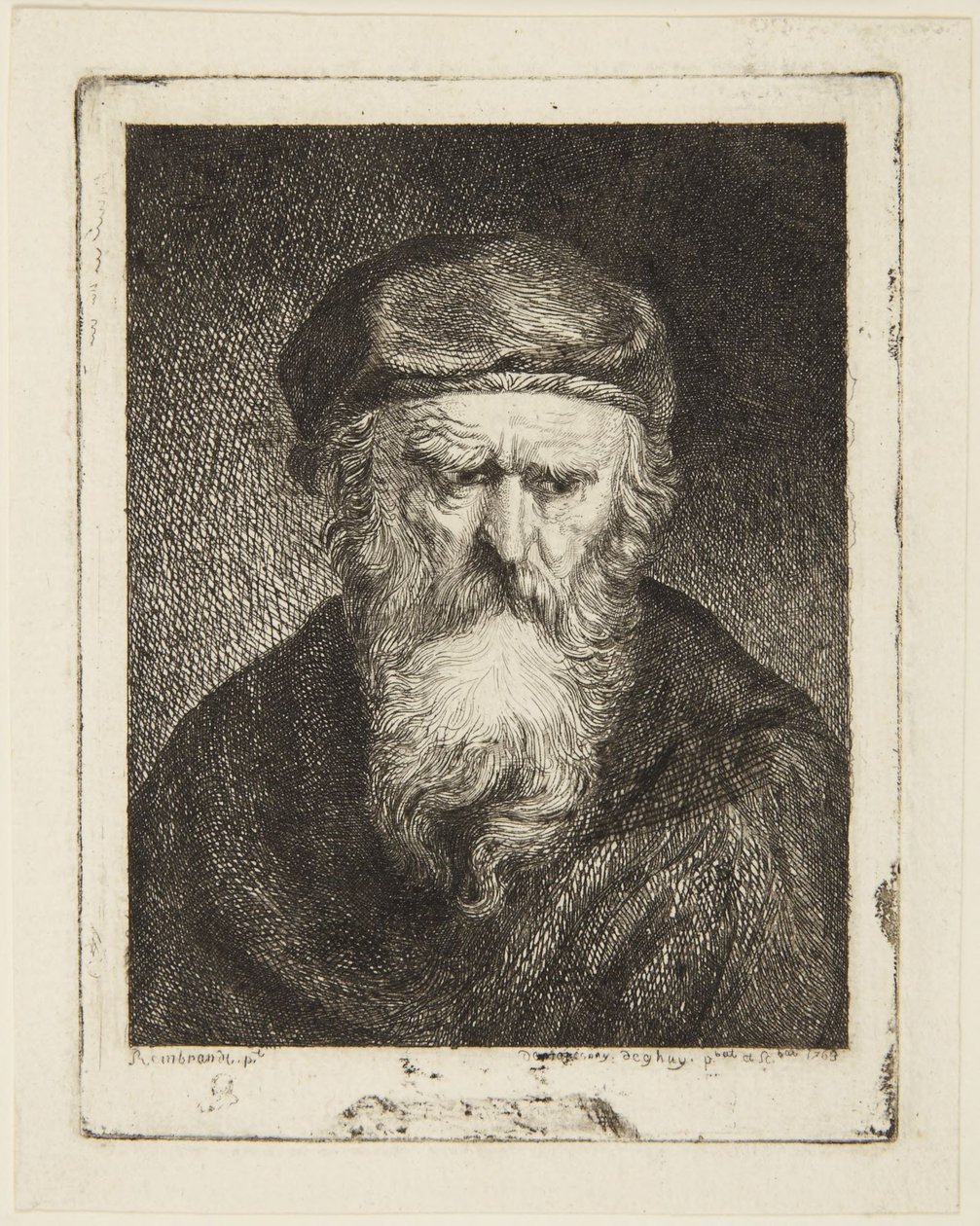 Chagrijnige oude man door Rembrandt van Rijn