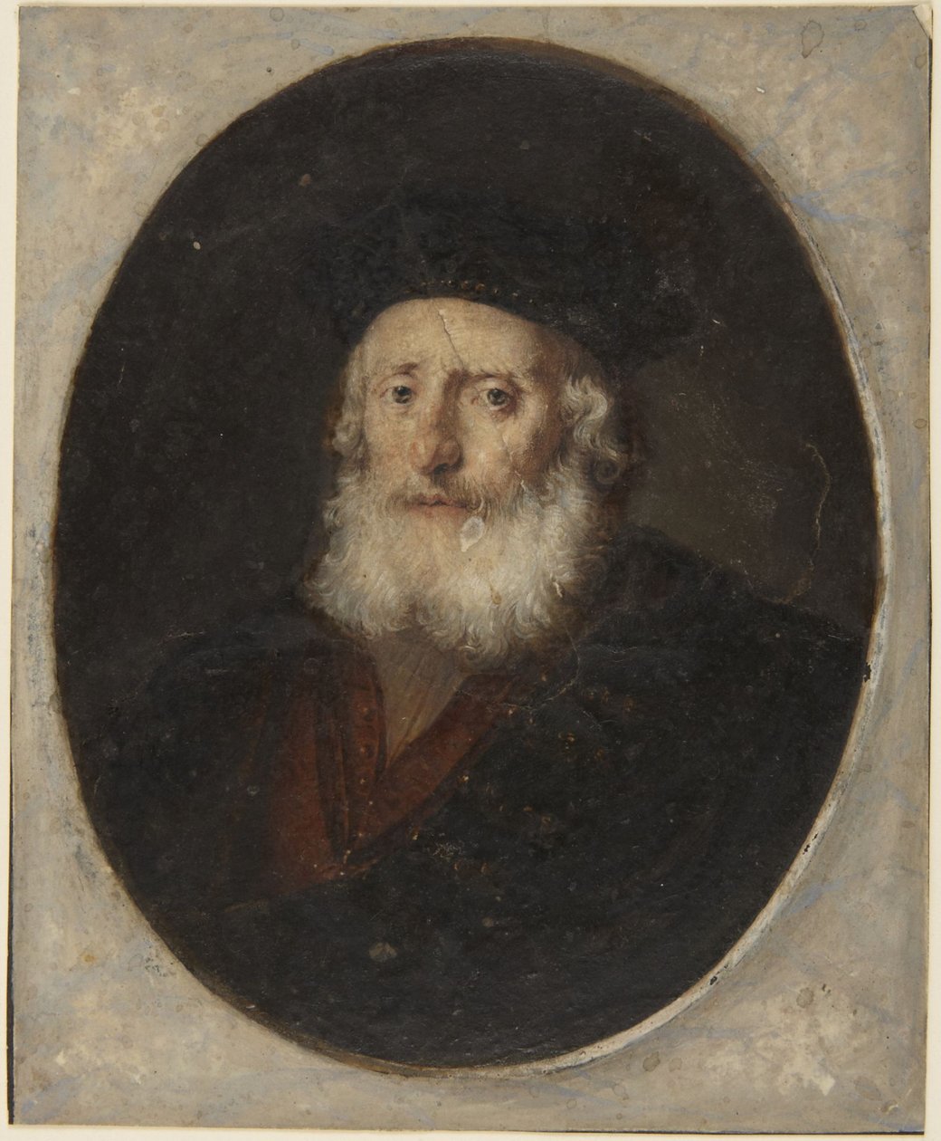 Oude man met toque door Rembrandt van Rijn