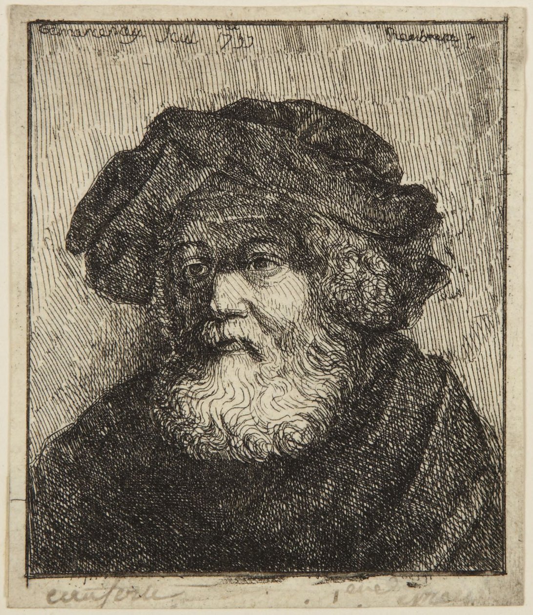 Oude man met muts door Rembrandt van Rijn