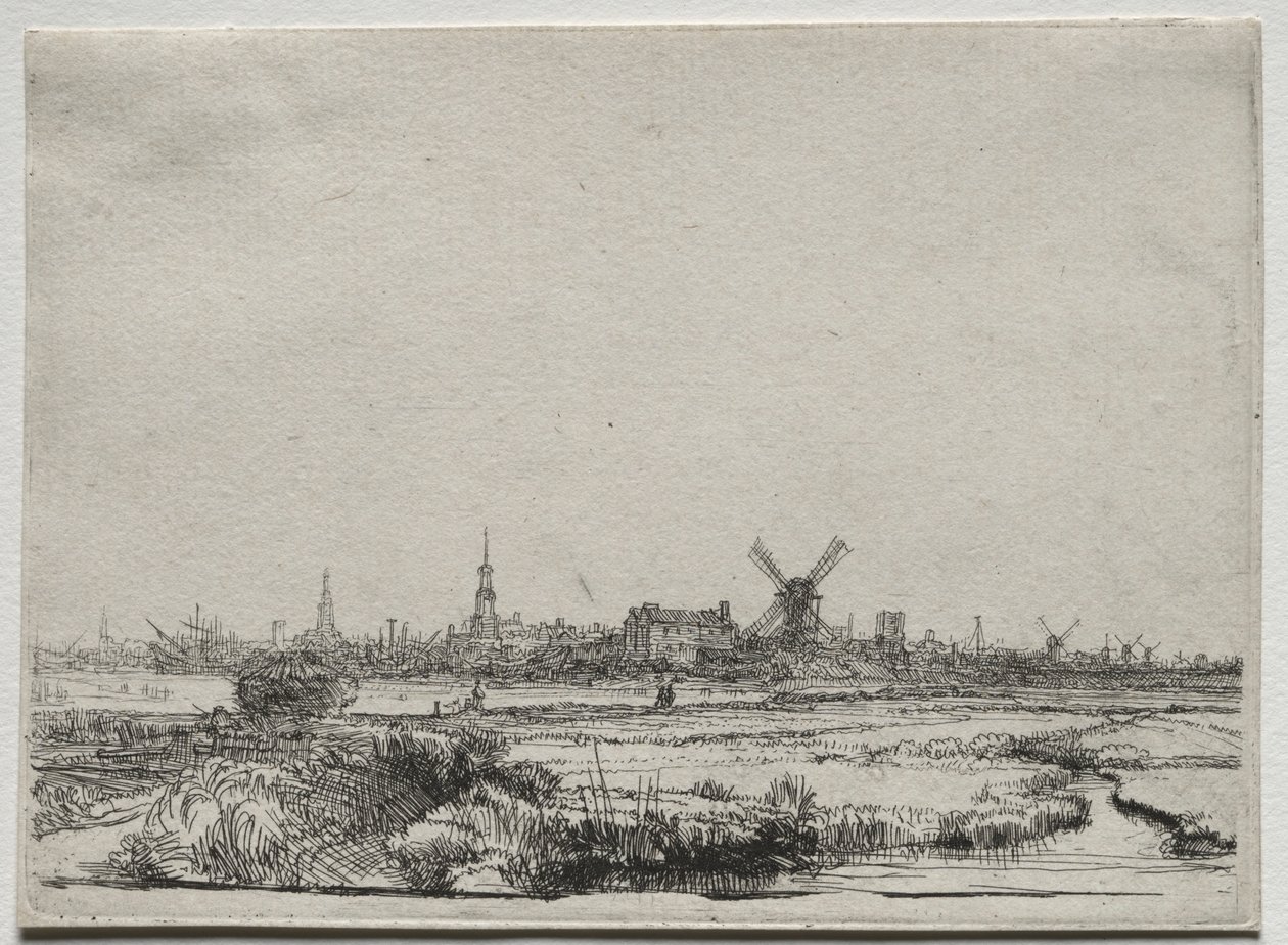 Uitzicht op Amsterdam vanuit het noordwesten door Rembrandt van Rijn