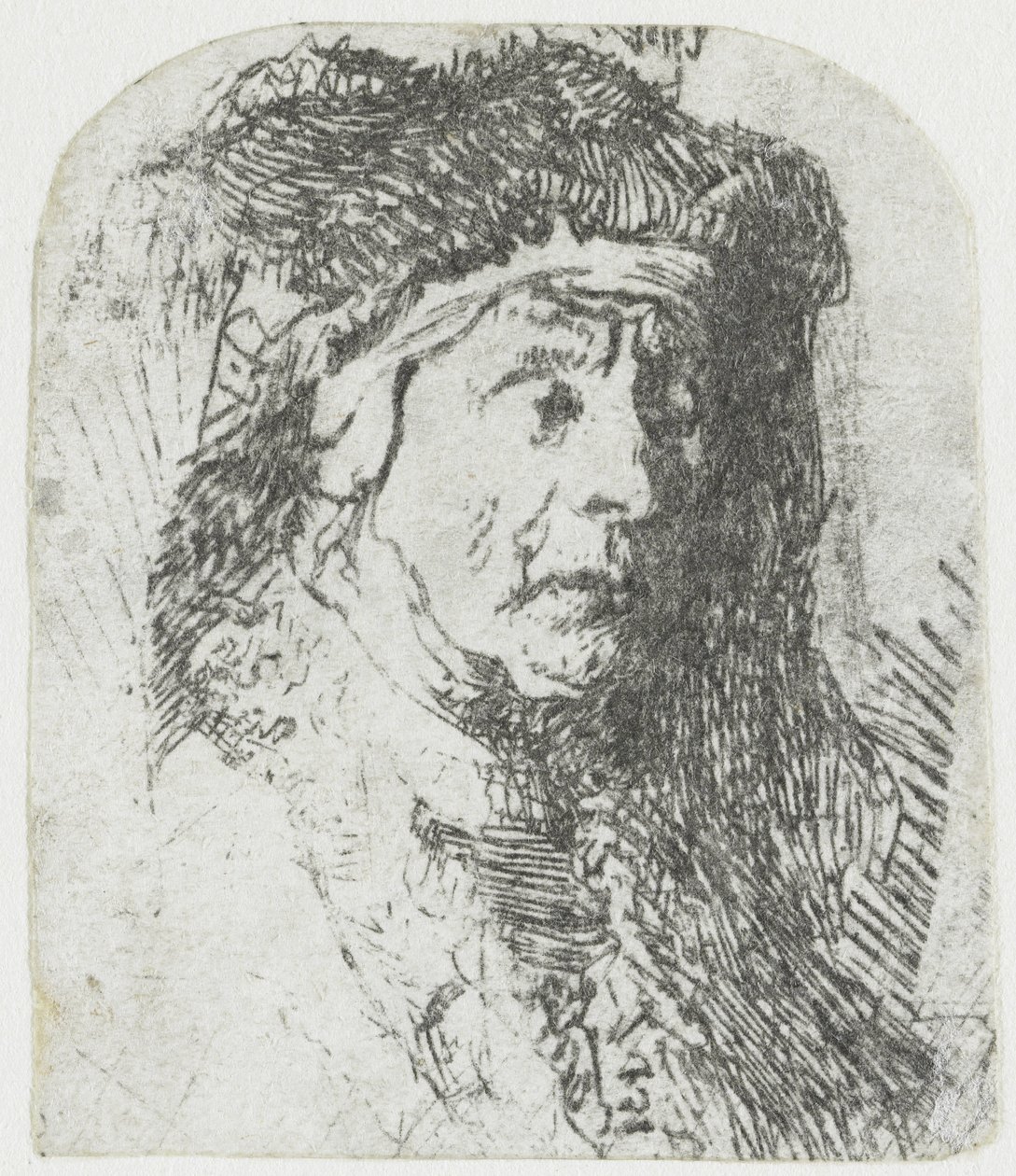 Vrouw in een bontjas door Rembrandt van Rijn