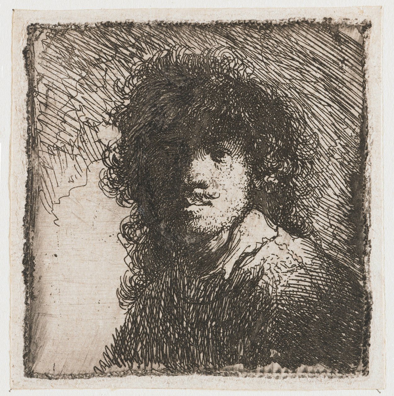 Zelfportret blootshoofds door Rembrandt van Rijn