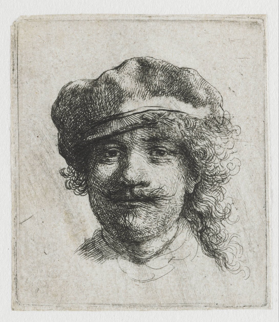 Zelfportret met baret door Rembrandt van Rijn