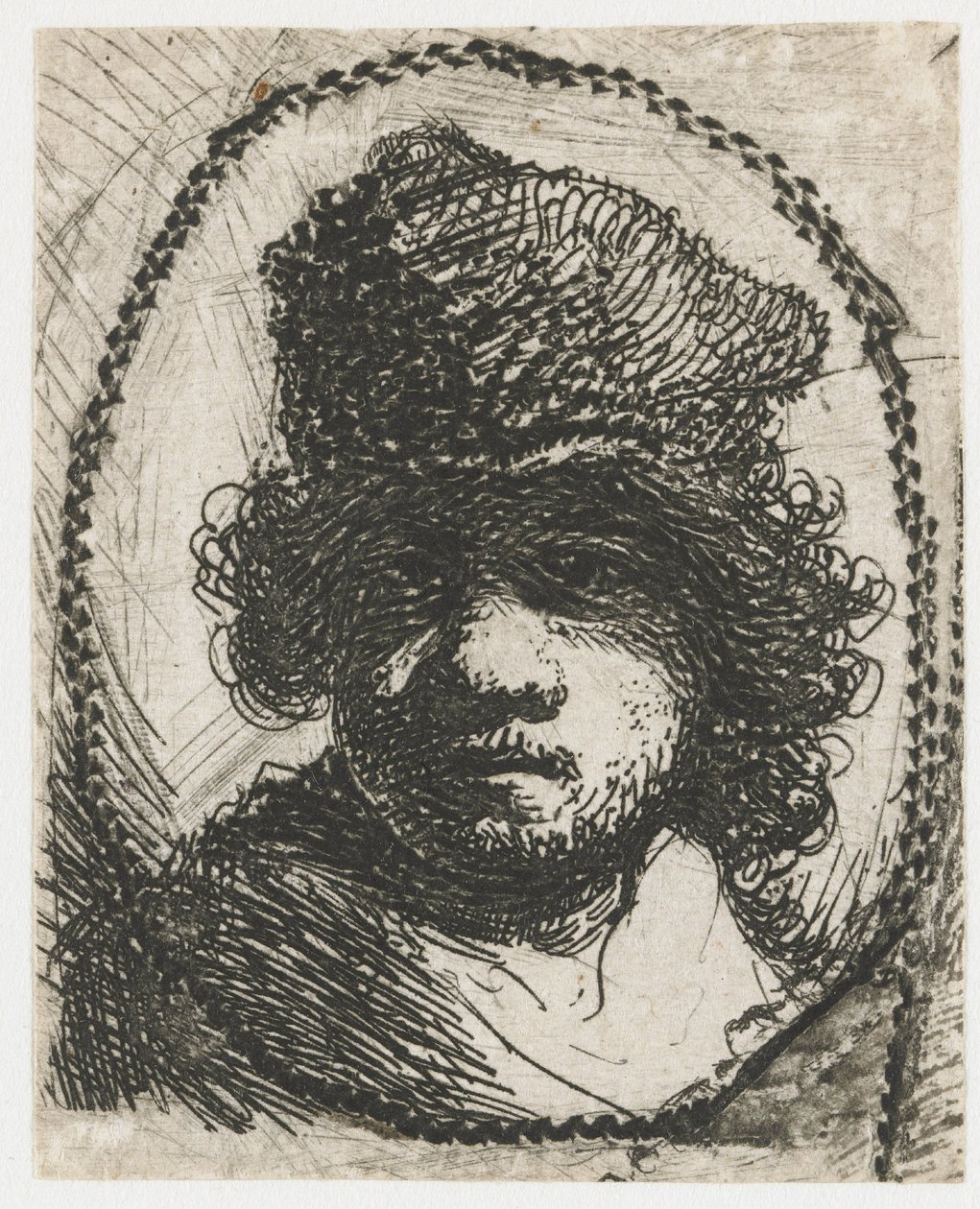Zelfportret met bontmuts door Rembrandt van Rijn