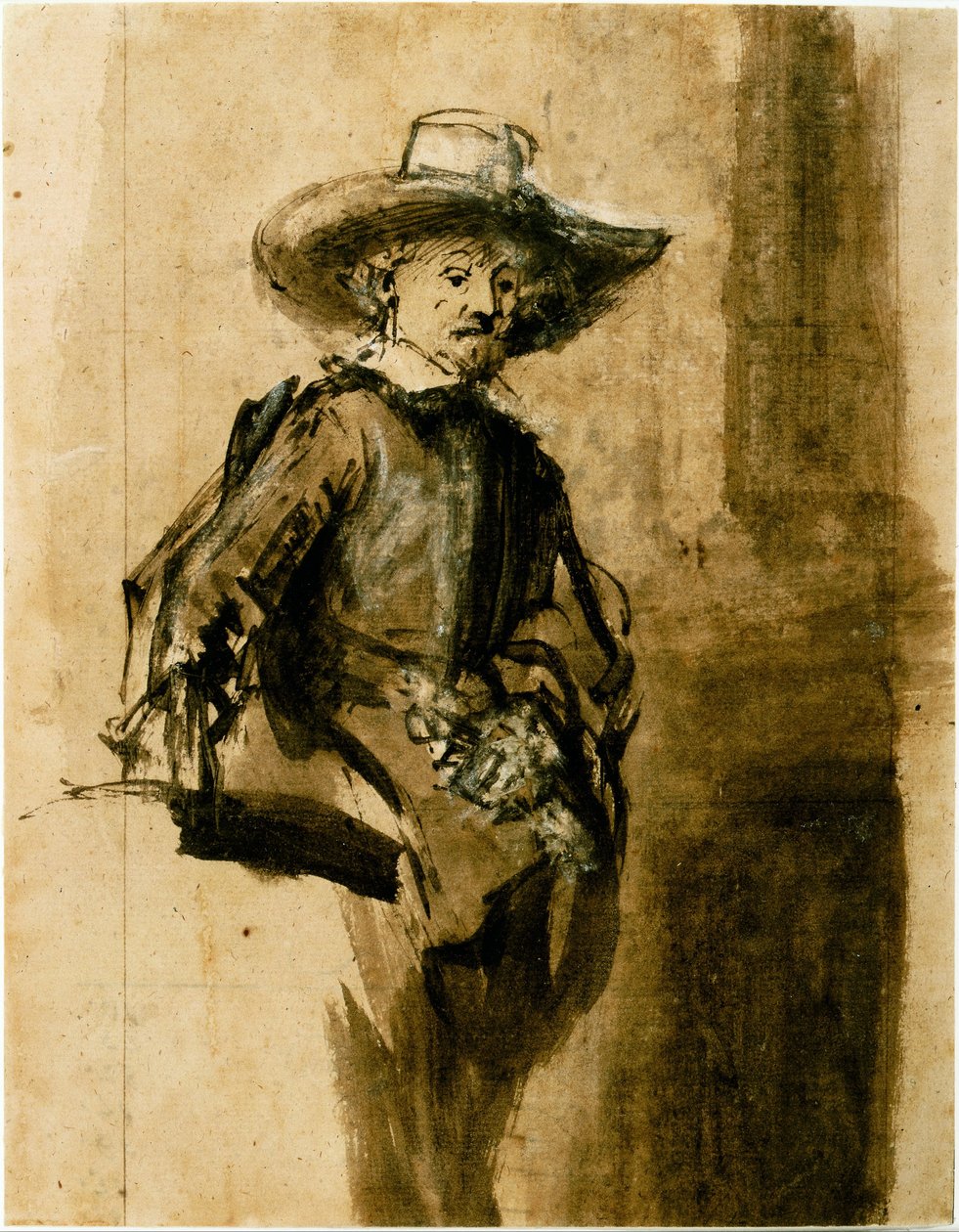 Studie voor een van de Syndics, Volkert Jansz. door Rembrandt van Rijn