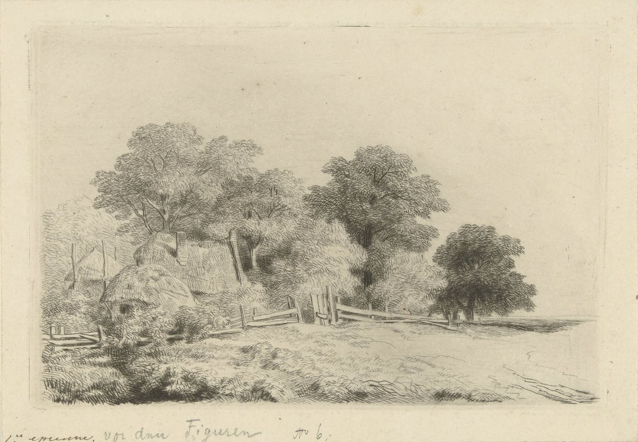 Boerderij bij een hek door Remigius Adrianus Haanen
