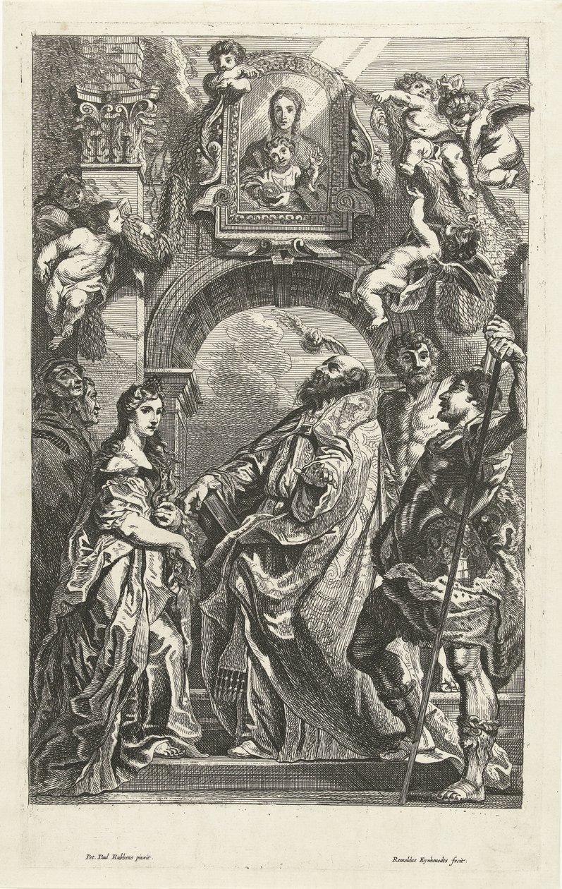 Heiligen onder een afbeelding van Santa Maria in Vallicella door Remoldus Eynhoudts