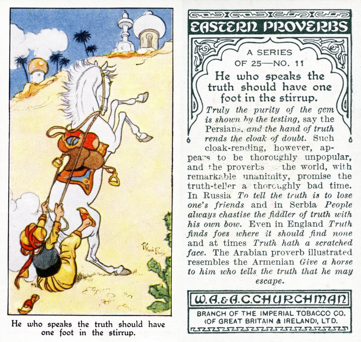 Hij die de waarheid spreekt moet één voet in de stijgbeugel hebben, 1931 door René Bull