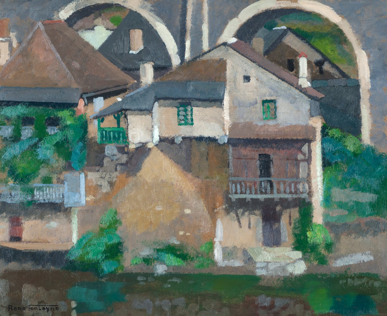 Huizen aan de Vézère in Uzerche door René Fontayne