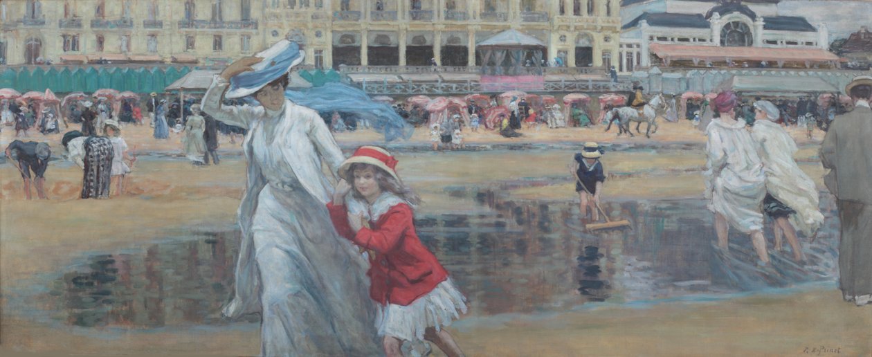 Het strand van Cabourg door René François Xavier Prinet