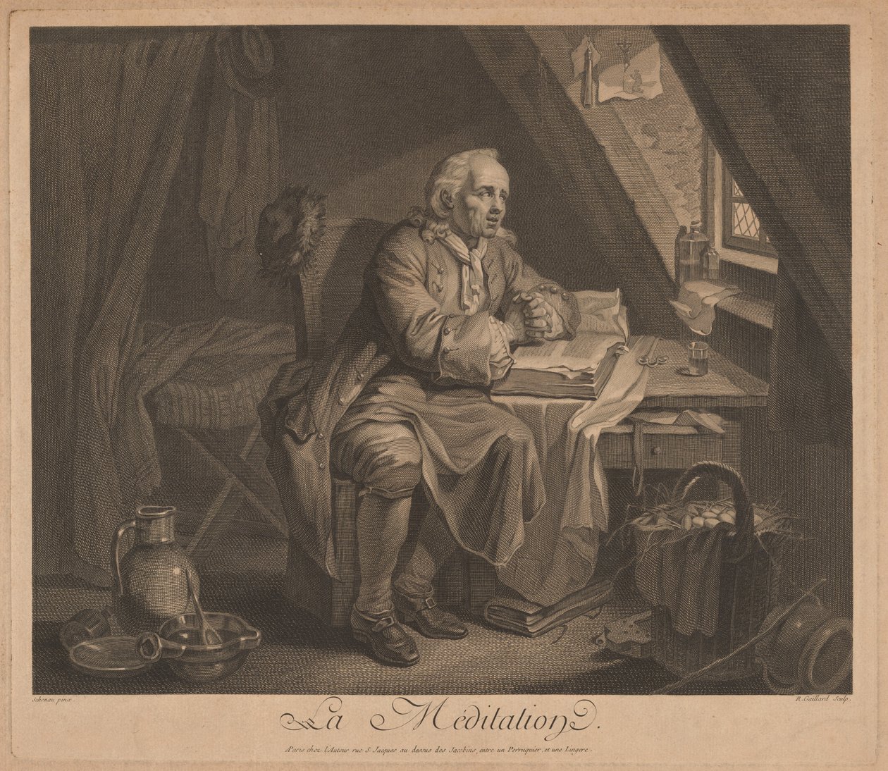 De meditatie door René Gaillard, after Johann Eleazar Schenau