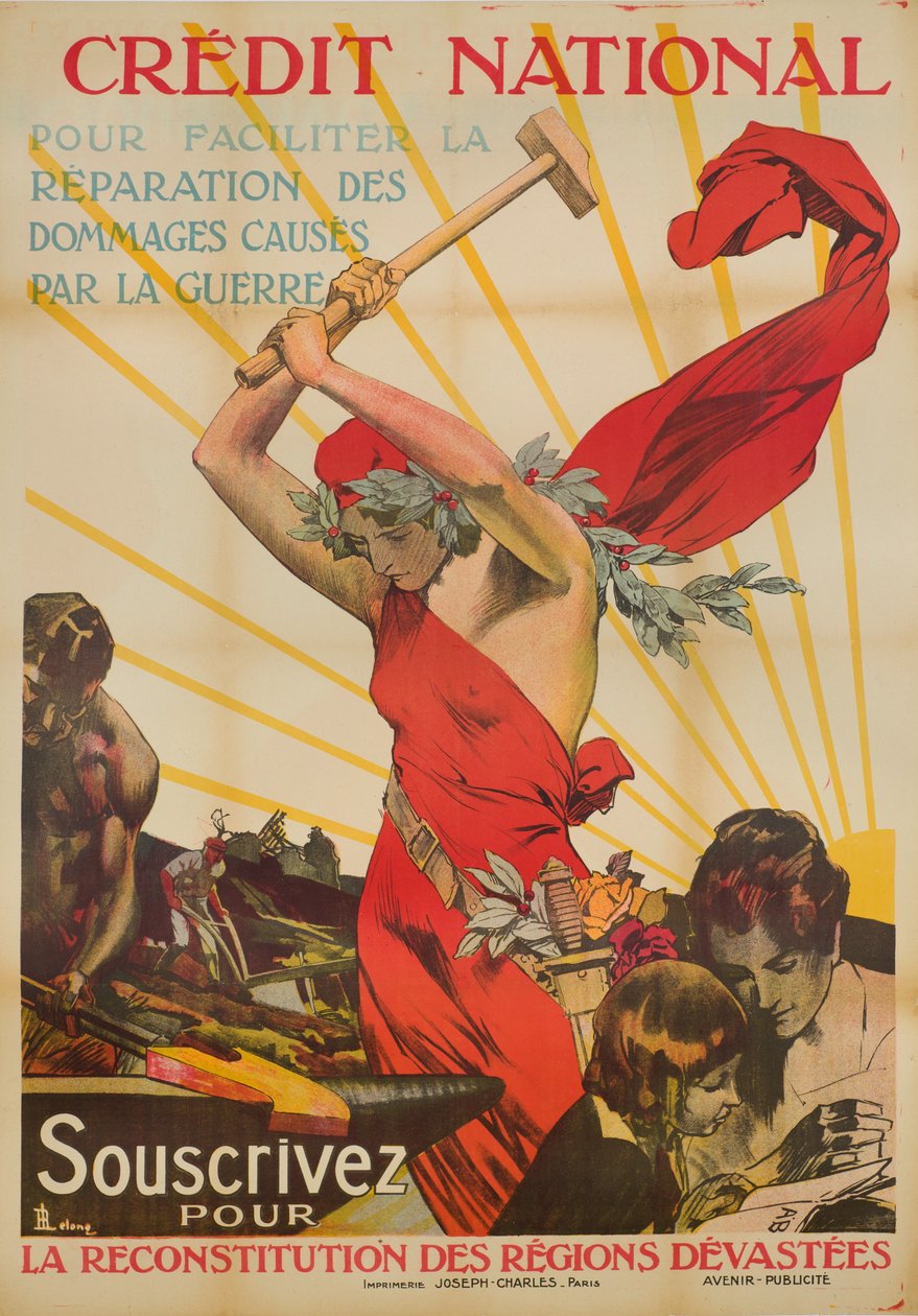 Credit National - Souscrivez pour la reconstitution des régions dévastées, circa 1920 door Rene Lelong