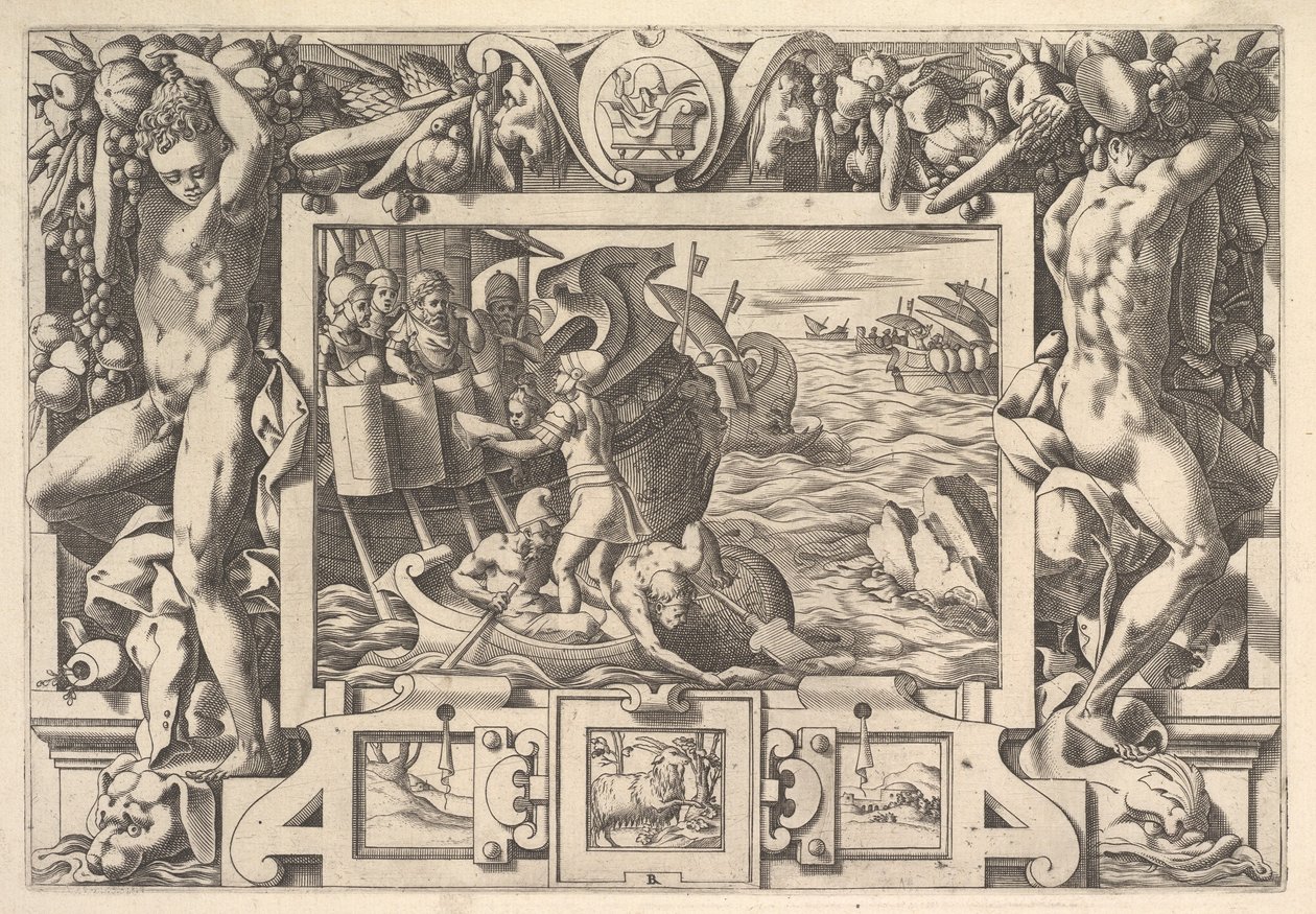 Aeëtes verzamelt de ledematen van Absyrtes, 1563 door Rene Boyvin