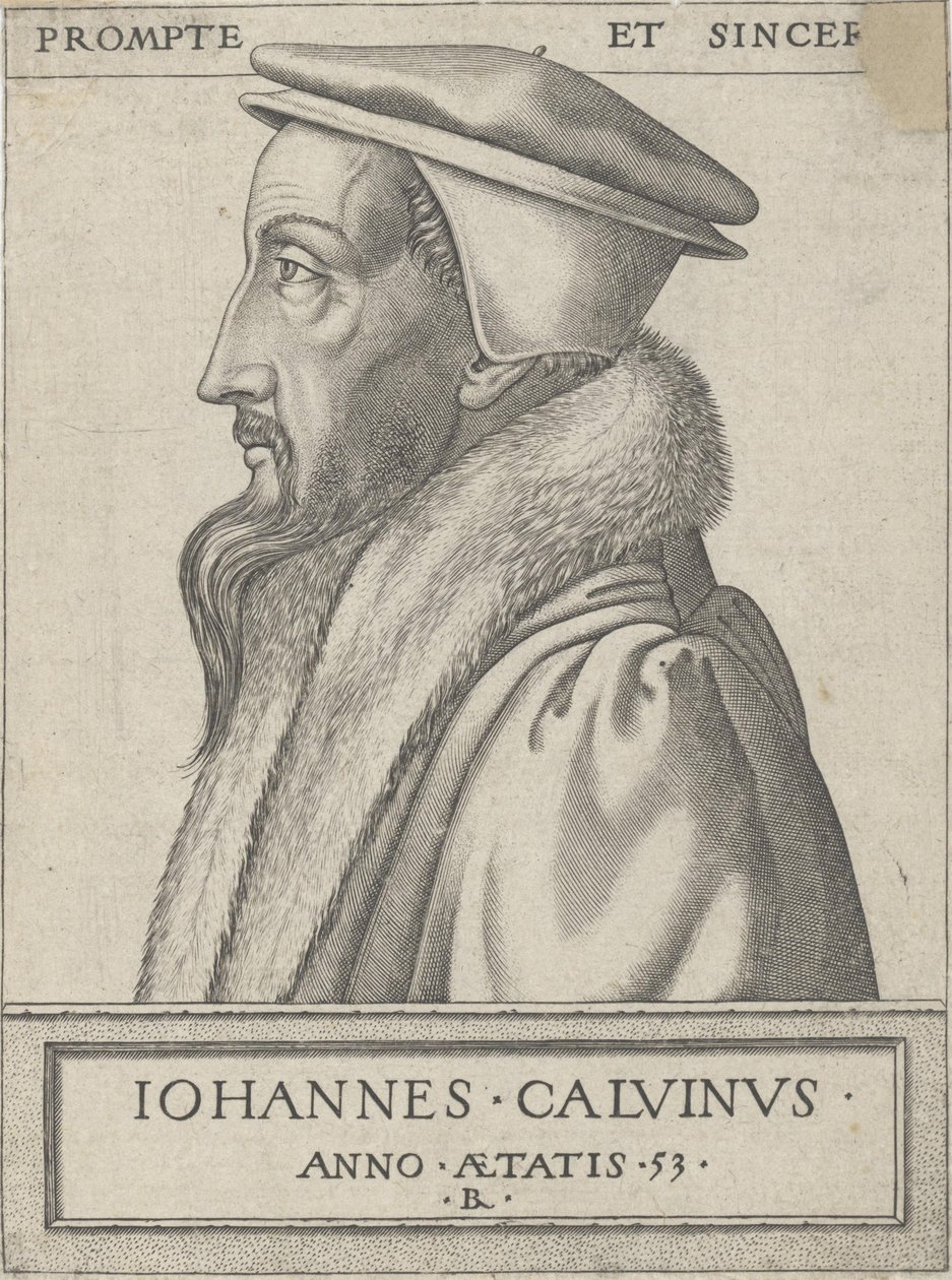 Jean Calvin (1509 - 1564), theoloog en primaire kracht in de Protestantse Reformatie, 53 jaar oud door Rene Boyvin