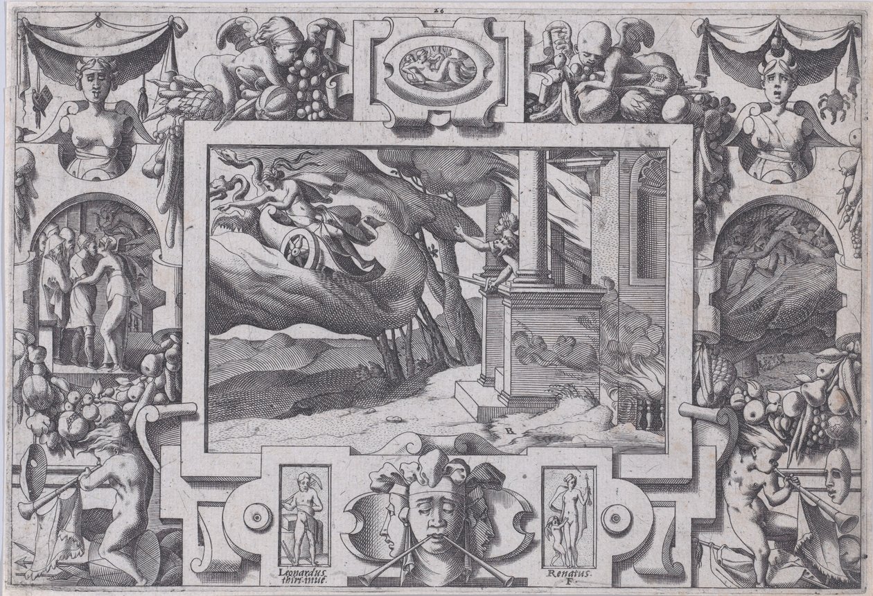 Medea vlucht voor Jason, 1563 door Rene Boyvin