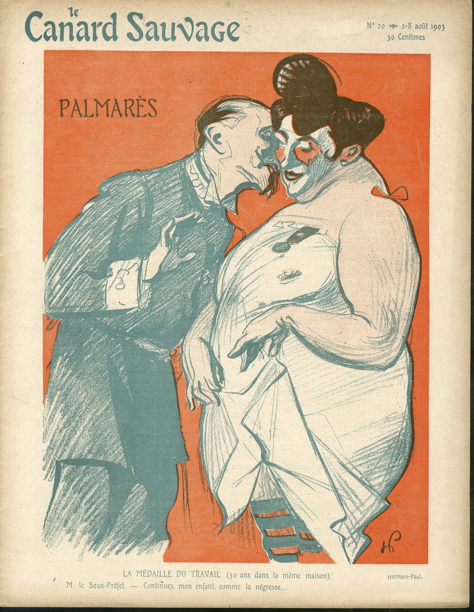 Illustratie door Hermann-Paul (1864-1940) voor De Wilde Eend Omslag, nr. 20 door Rene George Hermann Paul