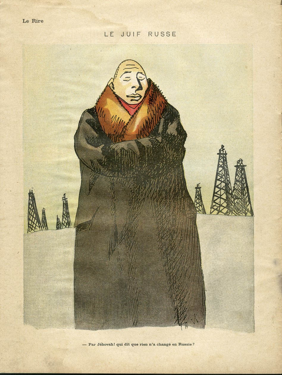 Illustratie van Hermann-Paul in Le Lire, ca. 1935 - De Russische Jood - Antisemitisme, Petroleum - Jood door Rene George Hermann Paul