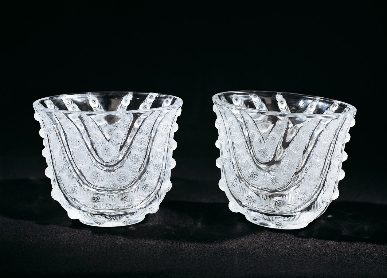 Glazen vazen, ca. 1930, door Rene Lalique, geproduceerd door Rene Lalique et Cie Alsace Glasfabriek. Frankrijk, 20e eeuw door Rene Jules Lalique