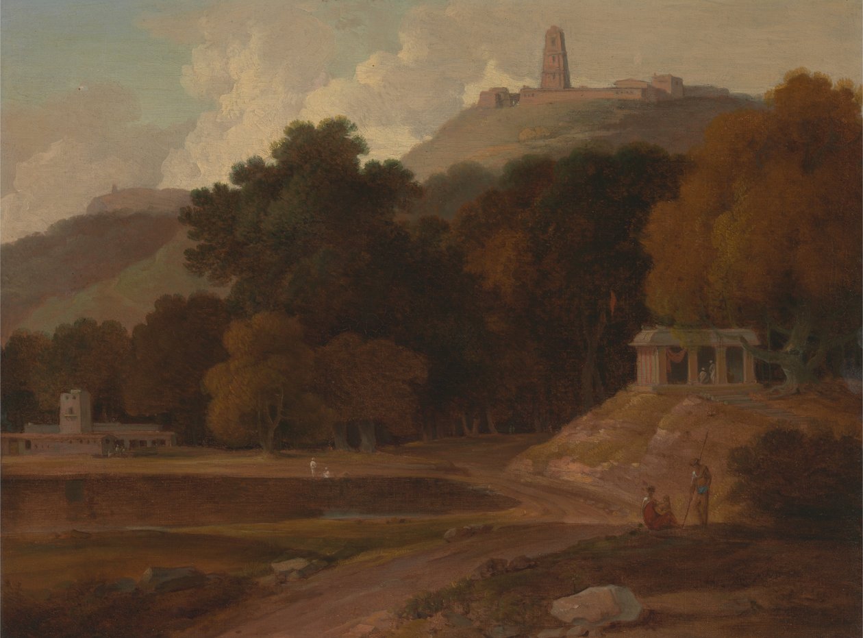 Heuvelachtig landschap in India door Rev. Edward Thomas Daniell