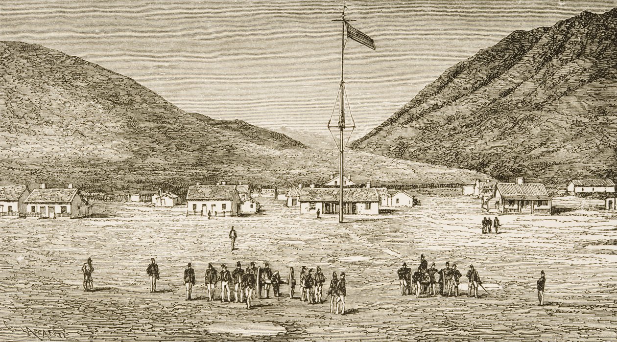 Fort Douglas Camp en Red Buttes Ravine nabij Salt Lake City, Utah, 1870s, ca. 1880 door Reverend Samuel Manning